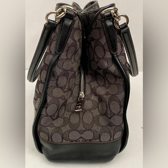 Coach Phoebe Black/Charcoal Shoulder Bag in Outline Signature Jacquard - Picture 9 of 10